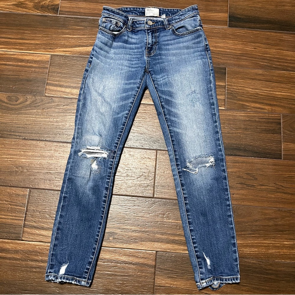 BKE Women's Blue Distressed Jeans